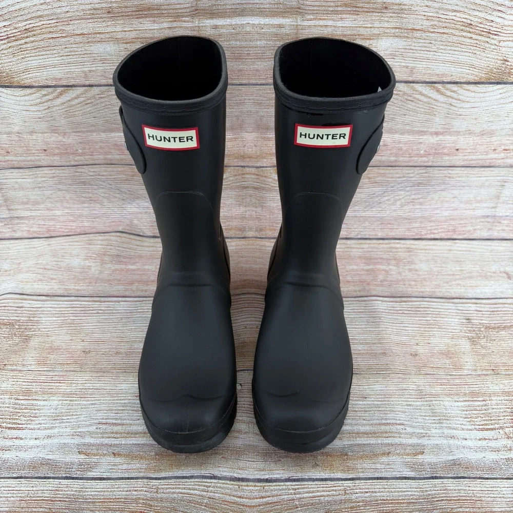 Hunter Original Short Black Matte Waterproof Rain Boots‎ Womens 9M 1881032